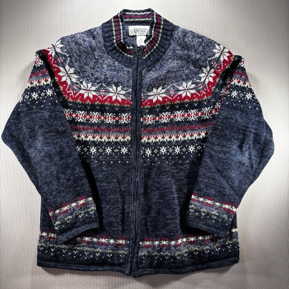 Vintage Casual Corner Full‎ Zip Cardigan Sweater Small Classic Fair Isle Nordic